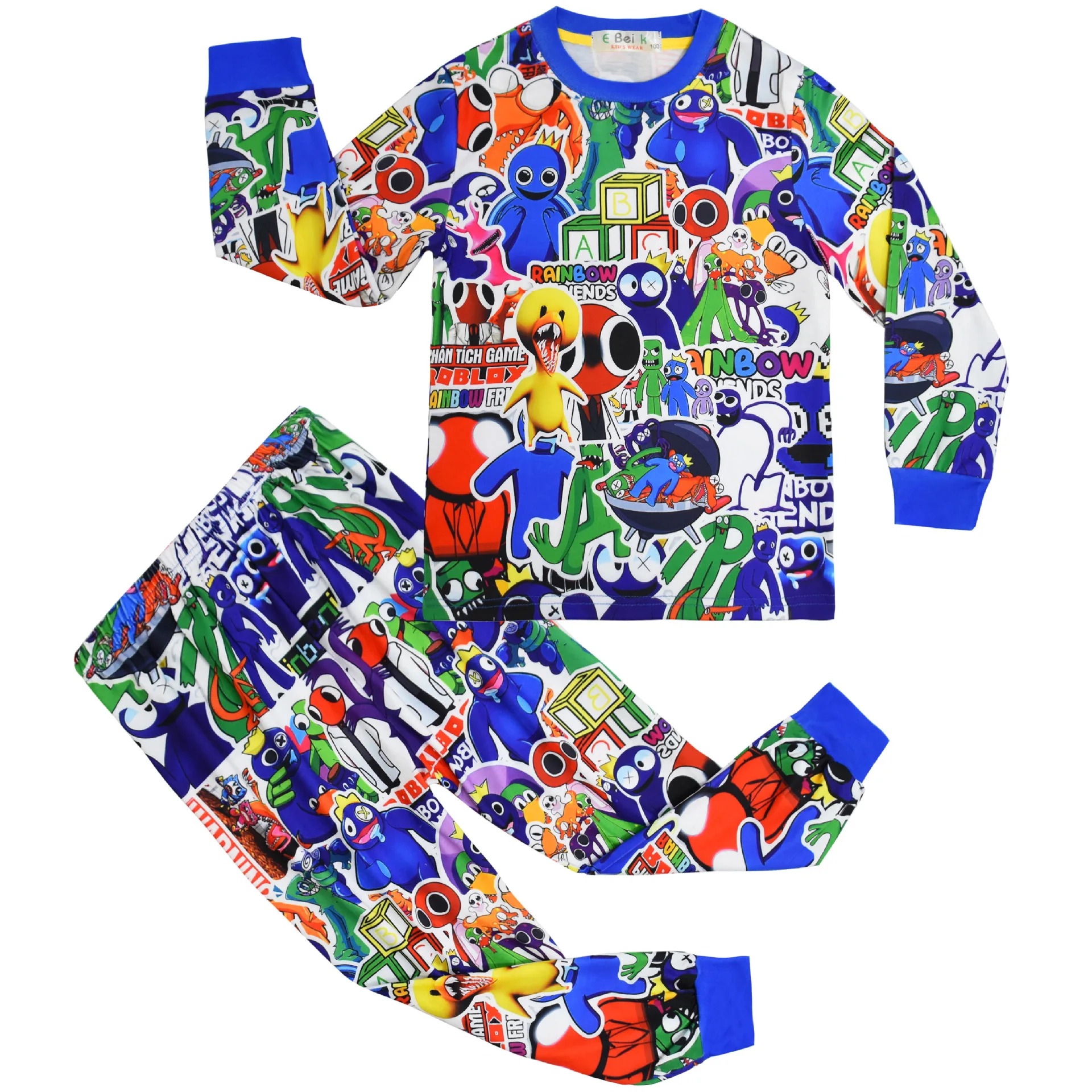 

Game Rainbow Friends Girls Boys Long Tshirt + Pants Sets Autumn Clothes Children Robloxing Cosplay Costume Kids Pajamas Homewear
