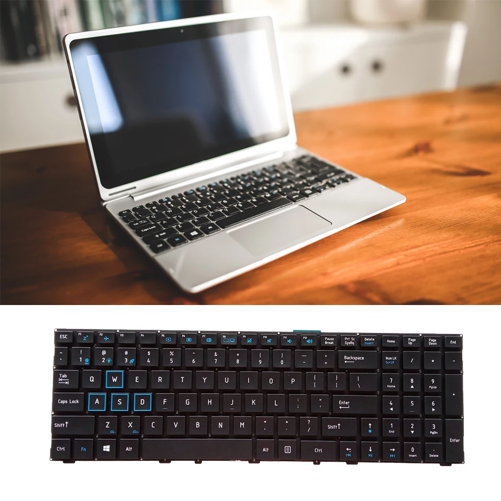

Laptop Keyboard Backlight Black Fluent Typing Gamer Computer Keyboards Repair Parts Replacement for Machenike F117 US