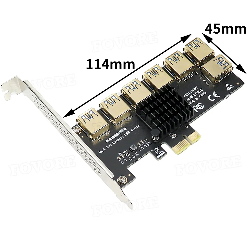 Золотой мультипликатор PCI Express Riser PCIE 1–7 X16 USB-адаптер-удлинитель Card для добычи