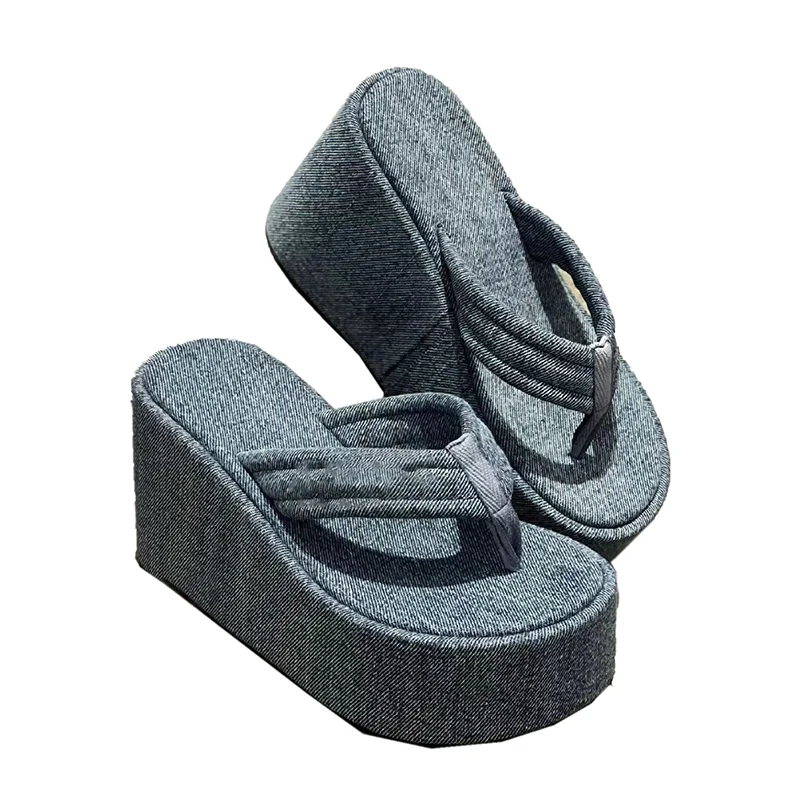 Height-Increasing 8cm Platform High Heel Small Flip-Flops Platform 2023 Summer New Casual Beach Sandals Women  Shoes