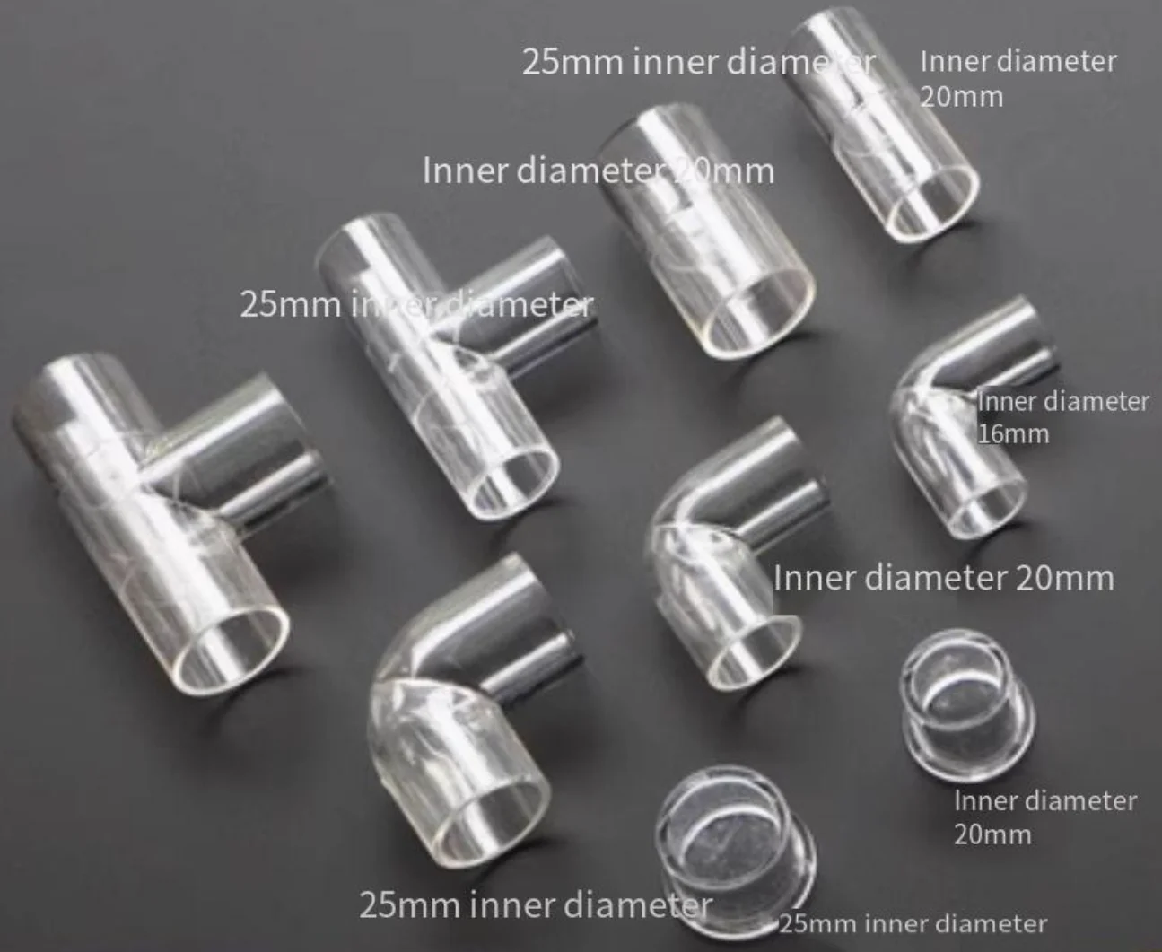 

3PCS Inner Diameter:16/20/25mm Aquarium Acrylic Connectors Straight Tee Pipe Plugs Fittings