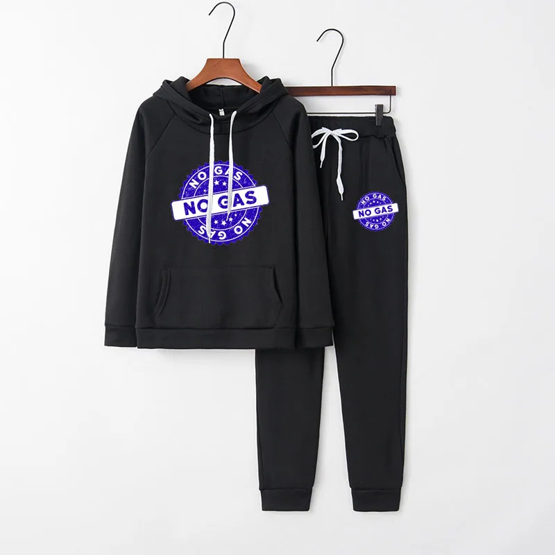 

2022 Women Set No Gas Two Piece Tracksuits Top+Pant Suits Hoodie Pullover Sweatshirt Pockets Ensemble Suit Plus Size