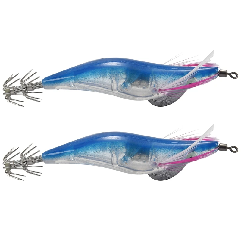 

2Pc Blue Flashing LED Fishing Lure Flash Light 10Cm Minnow Luminous Squid Jig Shrimp Bait Night Fishing Lure