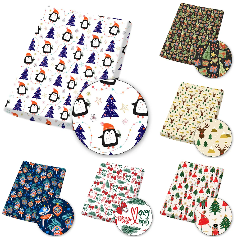 

Polyester Cotton Fabrics By The Meter Christmas Theme Fabrics for Sewing Cloth Sheet Dress DIY Crafts Home Textile 45*145cm 1pc