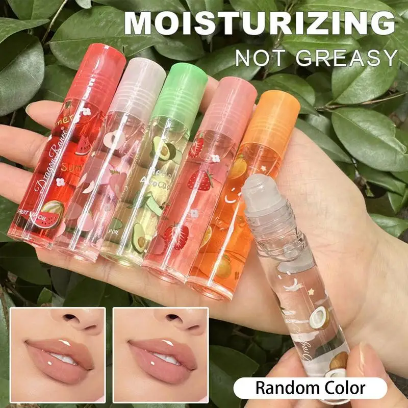 

Transparent Hydrating Lip Gloss Fruit Roll-on Balm Lip Makeup Primer Moisturizing Clear Lip Oil Long Lasting Cosmetics