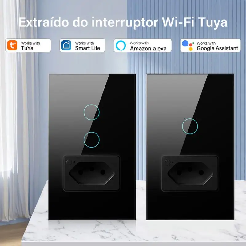 

Brazil Tuya WiFi Smart Switch Wall Timing Touch 20A Light Switch Socket Phone APP Voice Control Smart Home