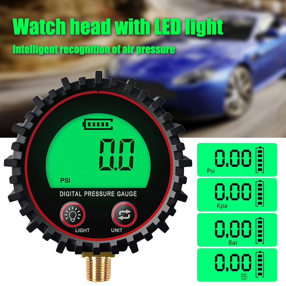 Digital Car Tire Air Pressure Inflator Gauge LCD Display 3-255PSI Backlight Vehicle Tester Inflation Monitoring Manometro