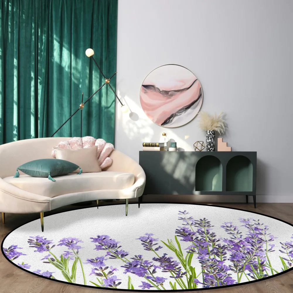 Фиолетовый лавандовый обеденный стол пол круглый ковер моющийся коврик для