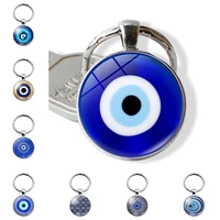 le blue turkish evil eye keychain accessories turkey evil eyes lucky glass pendant metal key ring key chain charms jewelry gift