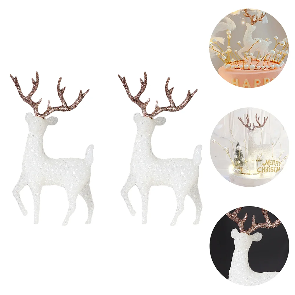 

Christmas Reindeer Deer Mini Figurines Decor Cake White Decoration Decorations Elk Statue Standing Figurine Animal Figures