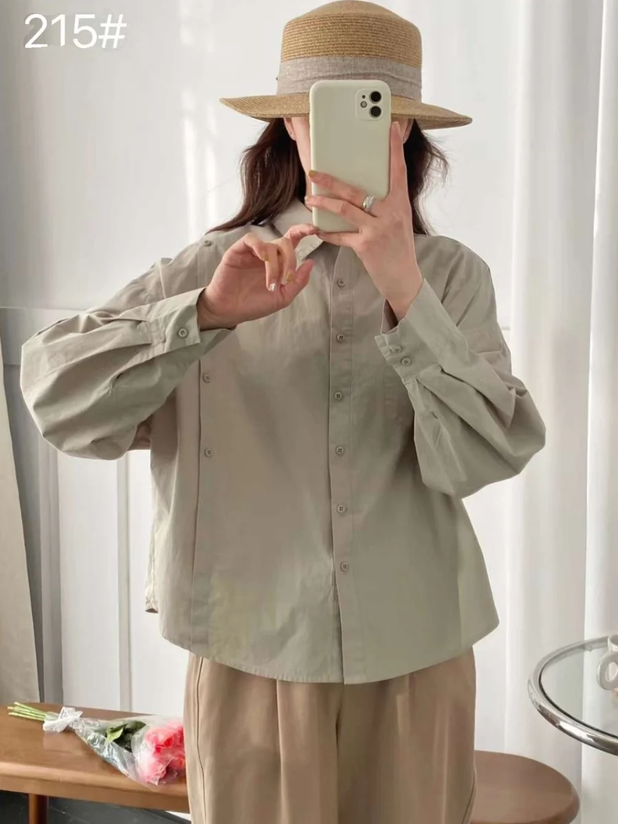 Button Patchwork Chic Shirts Women's Long Sleeve 2024 Early Spring New Korean Sle Loose Design Bottoming Top