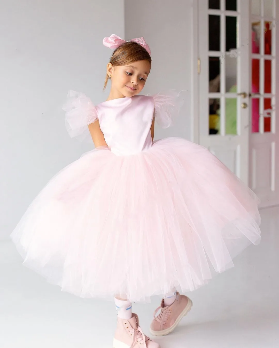 

Бальное платье, Цветочное платье для девочки, пушистое Тюлевое платье принцессы, платья для девочек для первого причастия, детское платье д...