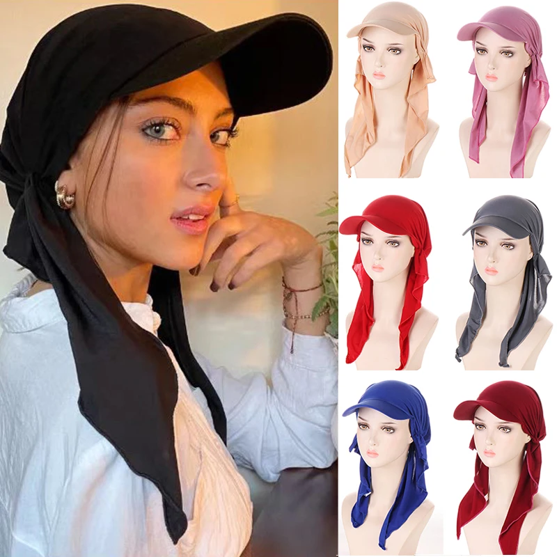 

2022 Classic Turban Hat For Women Sunscreen Bandana Scarf Cap Solid Color Sunshade Hooded Scarf Fashion Headscarf Baseball Caps