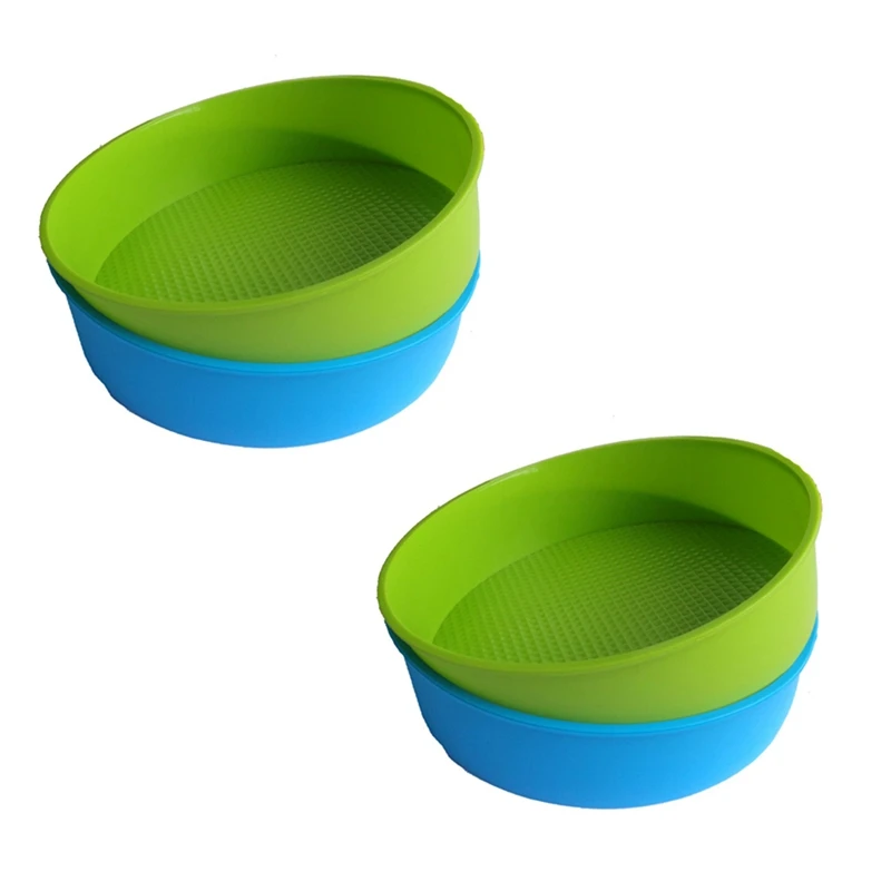 

2X Silicone Mould Bakeware 26Cm/10Inch Round Cake Form Baking Pan Blue And Green Colors Are Random