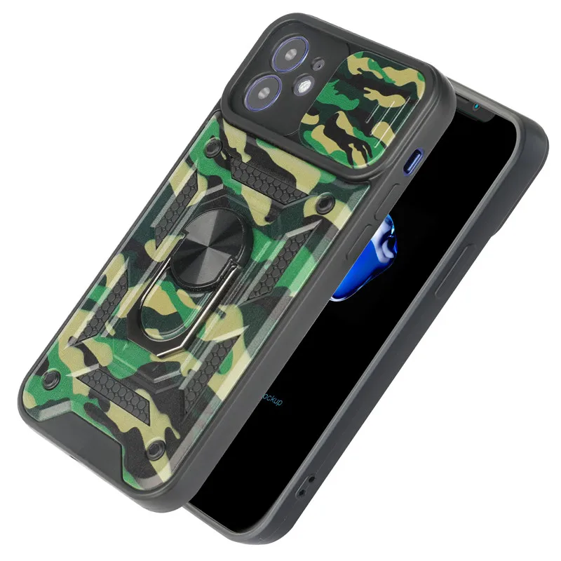 Slide Camera Lens Camouflage Case for iPhone 12 Pro Max 11 Pro Max Military Grade Bumpers Armor Cover