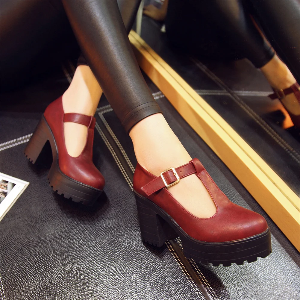 Dropship  2023 Spring Summer Platform Woman Mary Janes Shoes Pumps Elegant Office Lady Woman Shoes Pumps Big Size 44 45 46