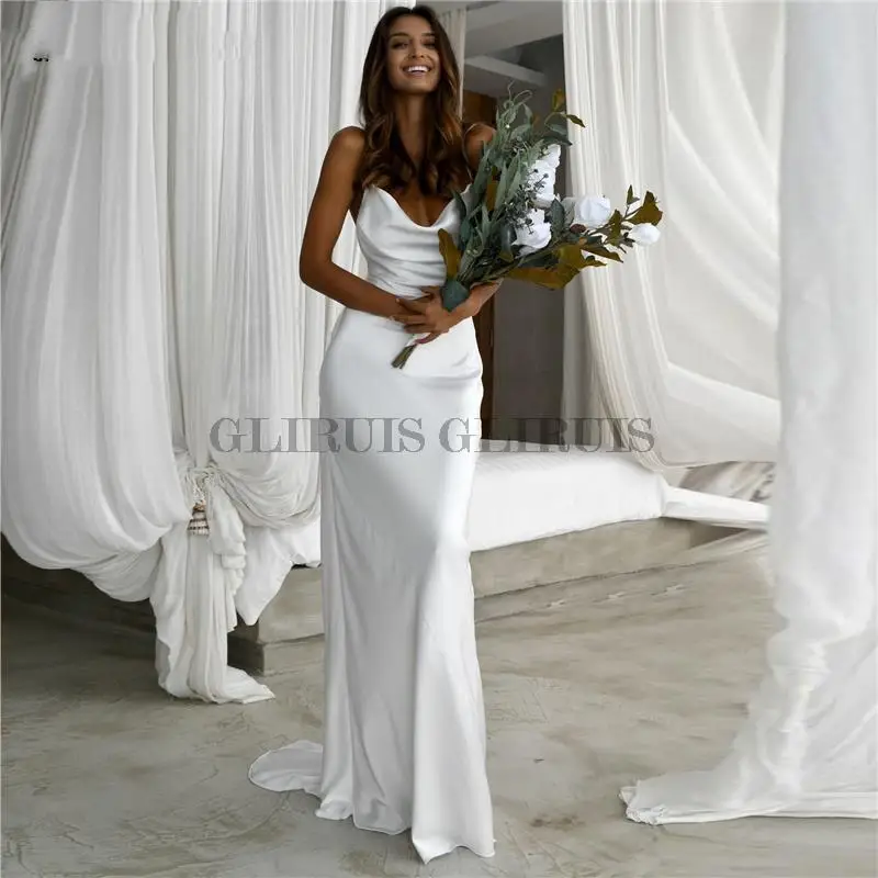 

Wedding Dress For Women 2023 Sexy Simple A Line Bridal Gown Backless Custom Made Civil Robe De Mariee