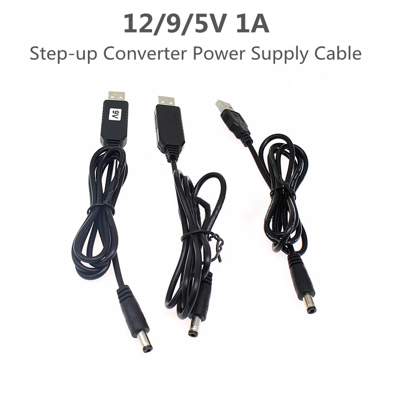 

QC3.0 USB to 5.5x2.1mm 12/9/5V 1A Step-up Converter Power Supply Cable for WiFi Router Speaker Camera LED Lamp Fan