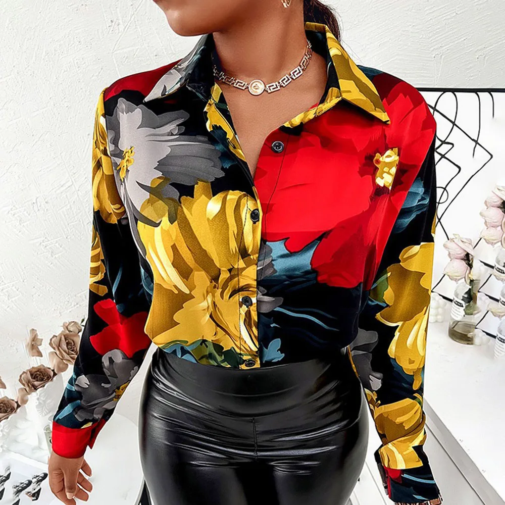 Рубашка женская шифоновая с леопардовым принтом винтажная блузка свободного