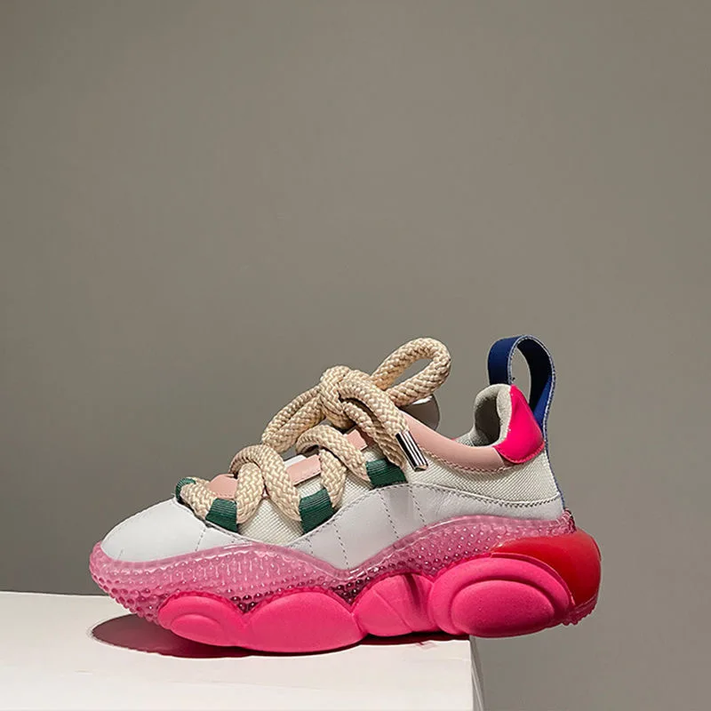 

Women Sneakers Luxury Designers cowhide layer Fashion Platform Casual Shoes Brand 2023 Spring Woman Yellow Shoes Ladies Flats