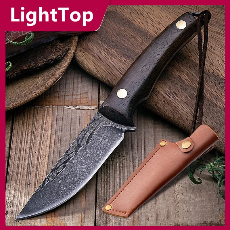 Handmade Forged Knife Kitchen knife Stainless Steel Full-Tang Butcher Boning Meat Cleaver Outdoor Hunting Camping Knife