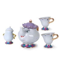 tea pots cartoon tea set beauty and the beast mrs potts teapot chip cup smile lovely creative xmas birthday gift droshipping