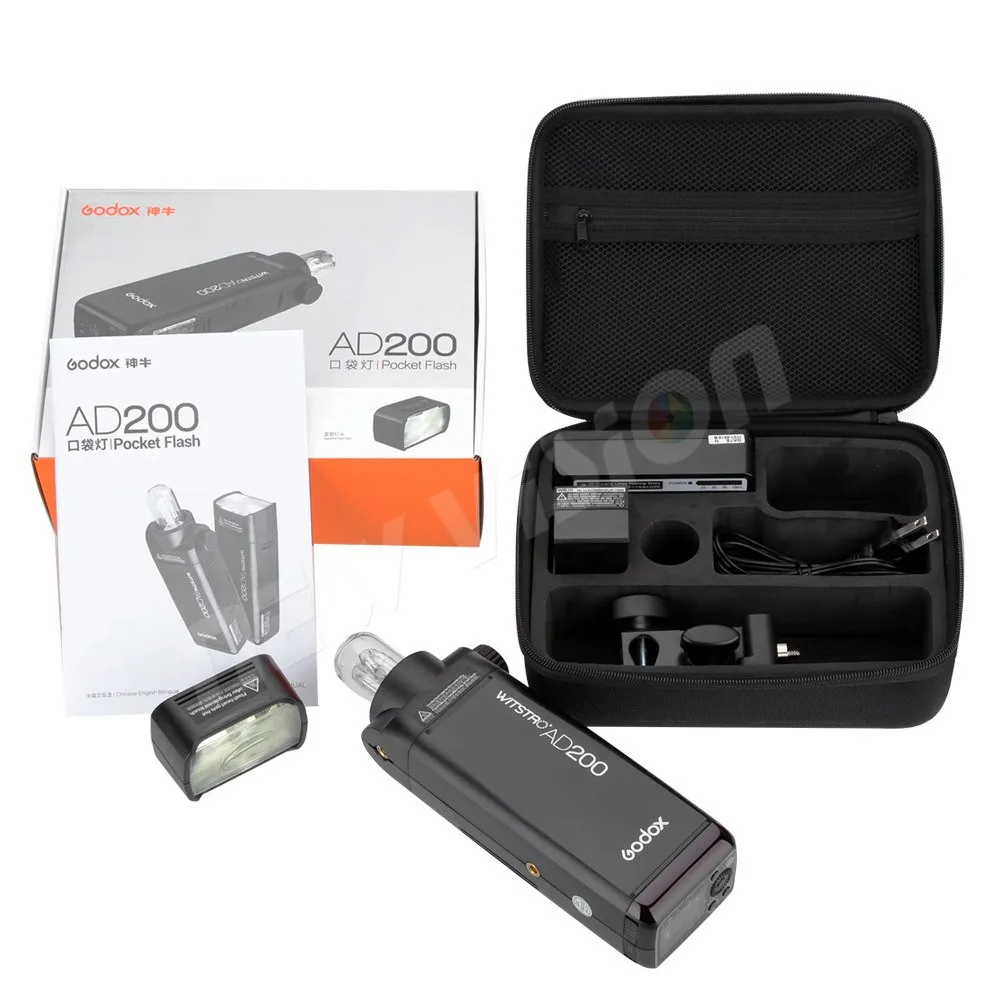 Карманная Внешняя вспышка Godox AD200 200Ws TTL 2 4G HSS 1/8000s с двойной головкой и литиевой