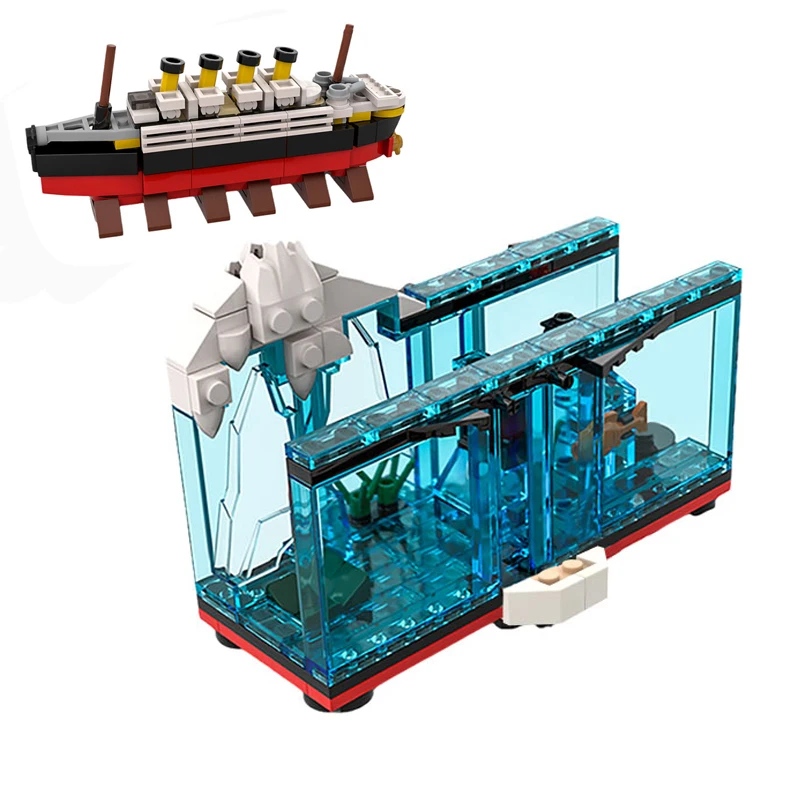 

Movie Micro Titanic Cruise Boat Ship Model Building Blocks Wreck Scene Sets Mini Fish Tank Bricks Toys for Children Gifts