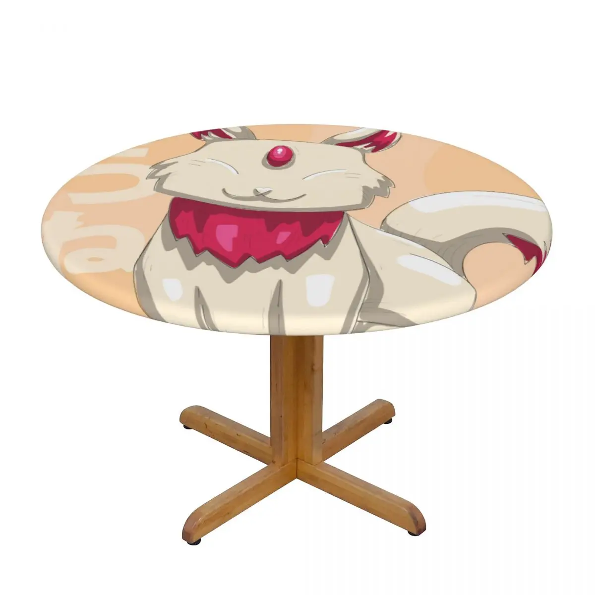 

Round Table Cover Cloth Protector Polyester Tablecloth Kitsune Fitted Table Cover with Elastic Edged