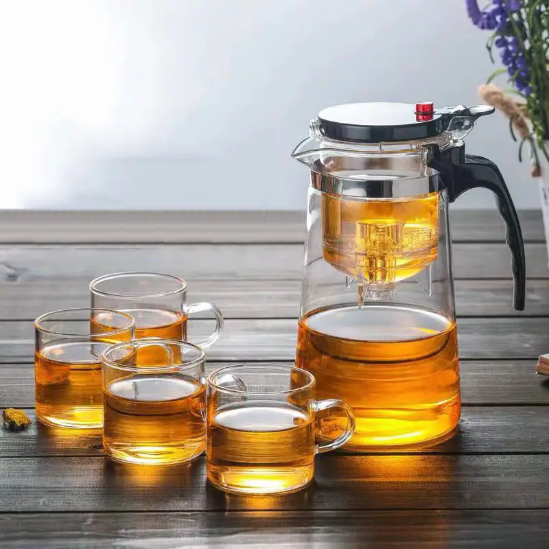 Teiere in vetro resistente al calore teiera infusore per tè Kung Fu cinese Set da tè bollitore per caffè in vetro Set da tè per ufficio conveniente