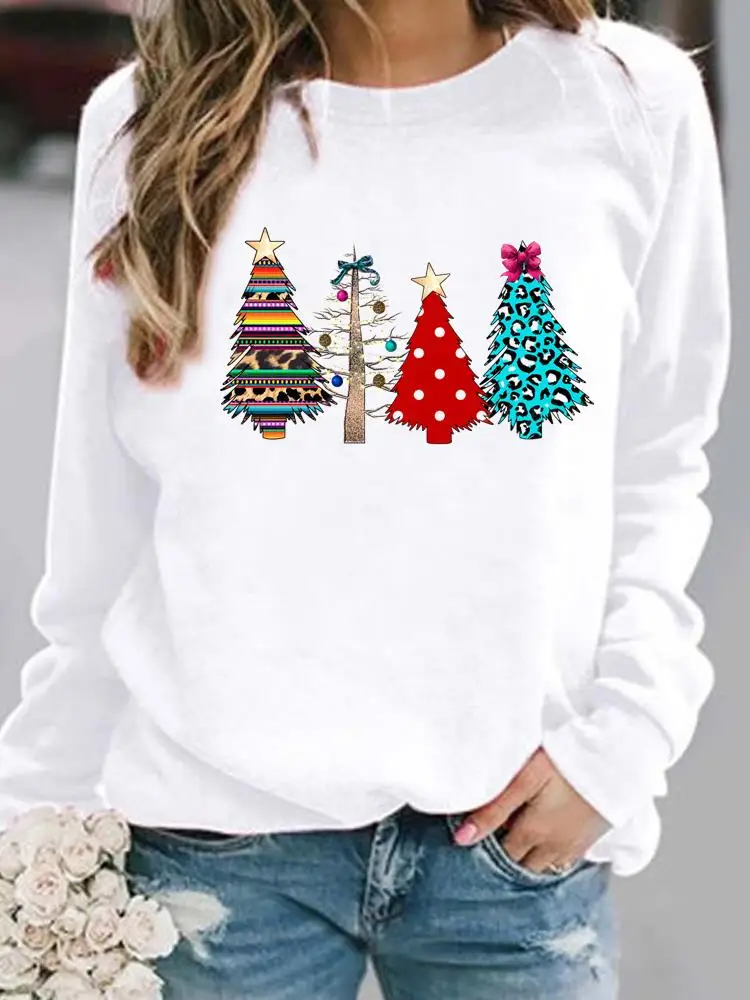 

Star Plaid Tree Lovely Print Pullovers Woman Merry Christmas Fashion Festival Female Women Hoodies Casual Graphic Sweatshirts