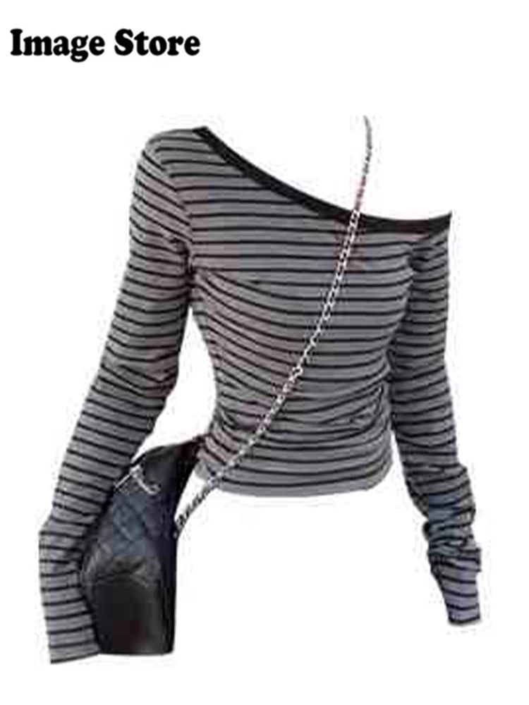 Весенний женский полосатый укороченный топ Shoujo Coquette 2000-х годов эстетичная