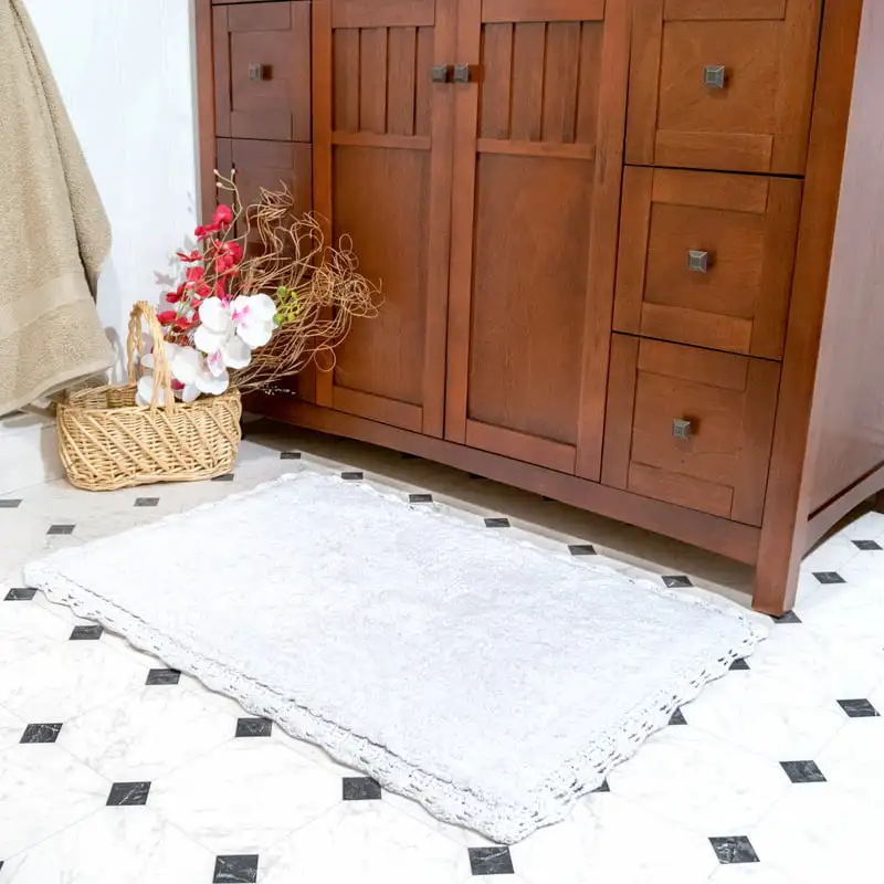 

2pc White Washable Bath Rug Set (21"x34" & 17"x24")