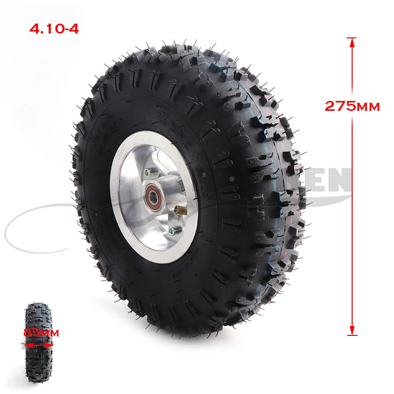 

4.10/3.50-4 Pneumatic Tyre Wheel 4.10-4 Tube Outer Tire with 4 Inch Rim for 49cc Mini Quad Dirt Bike Scooter ATV Buggy