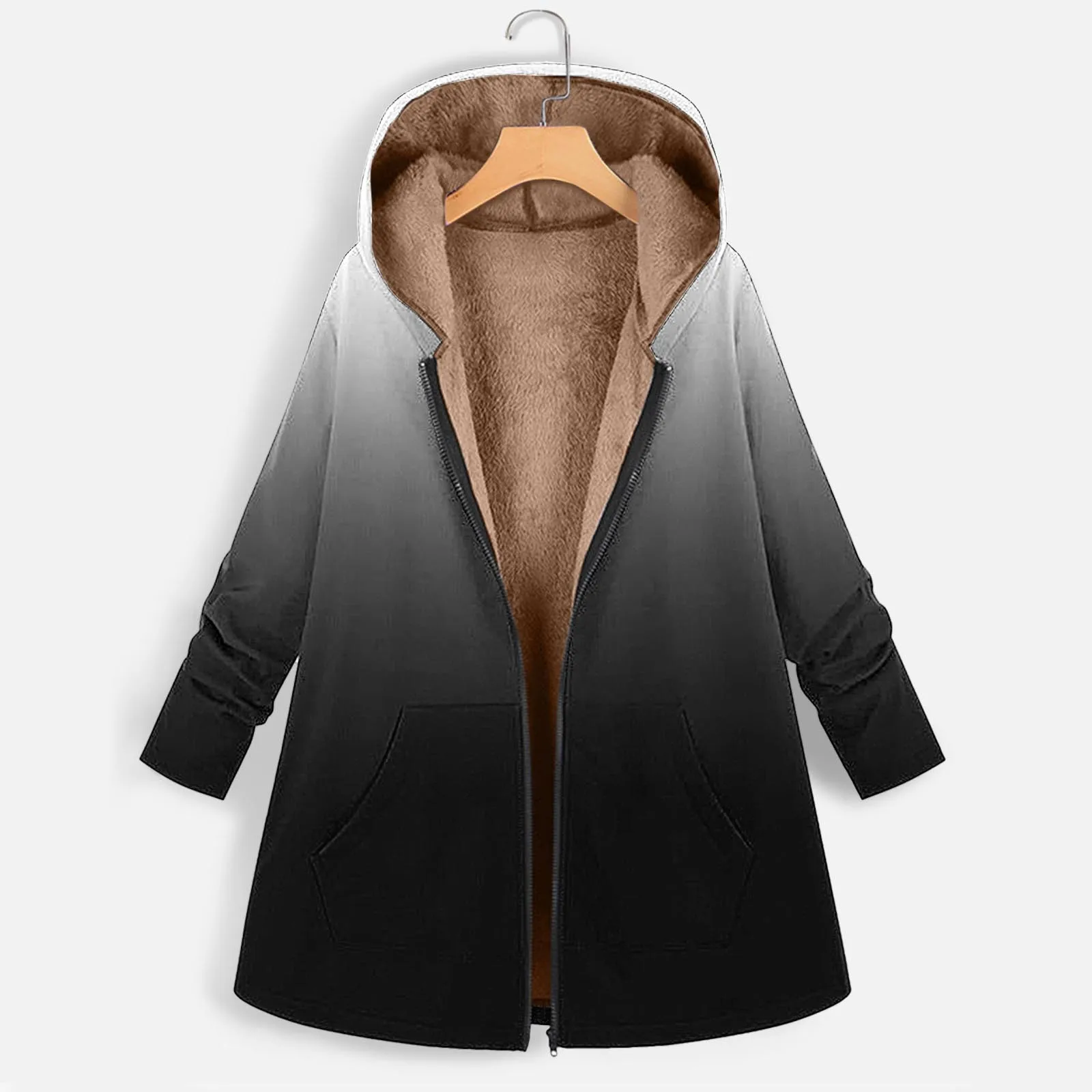 

Пальто для женщин, Зимние флисовые толстые пальто, теплая верхняя одежда с капюшоном, модная верхняя одежда на пуговицах с принтом, топы с фл...