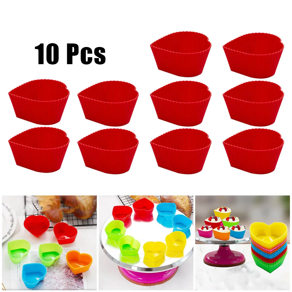 

10pcs Silicone Baking Cups Reusable Muffin Liners Cupcake Holders Baking Molds DIY Cake Decorating Tools