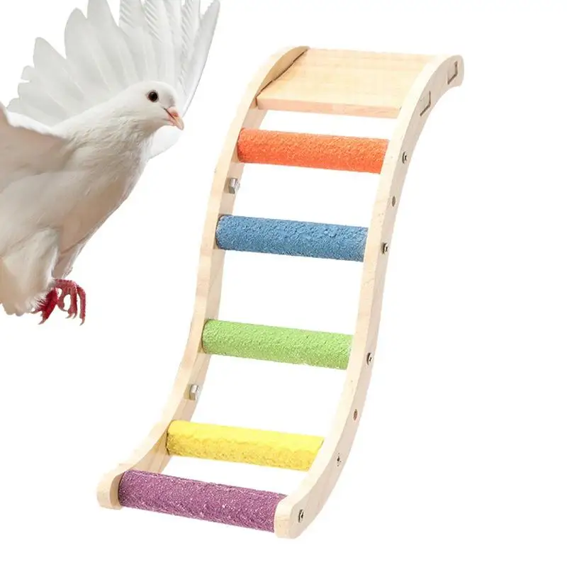 

Bird Parrot Ladders Hang Toys Stand Toy Wood Ladder Perch For Parakeets Parakeets Climbing Accessories Wood Perch For Small To