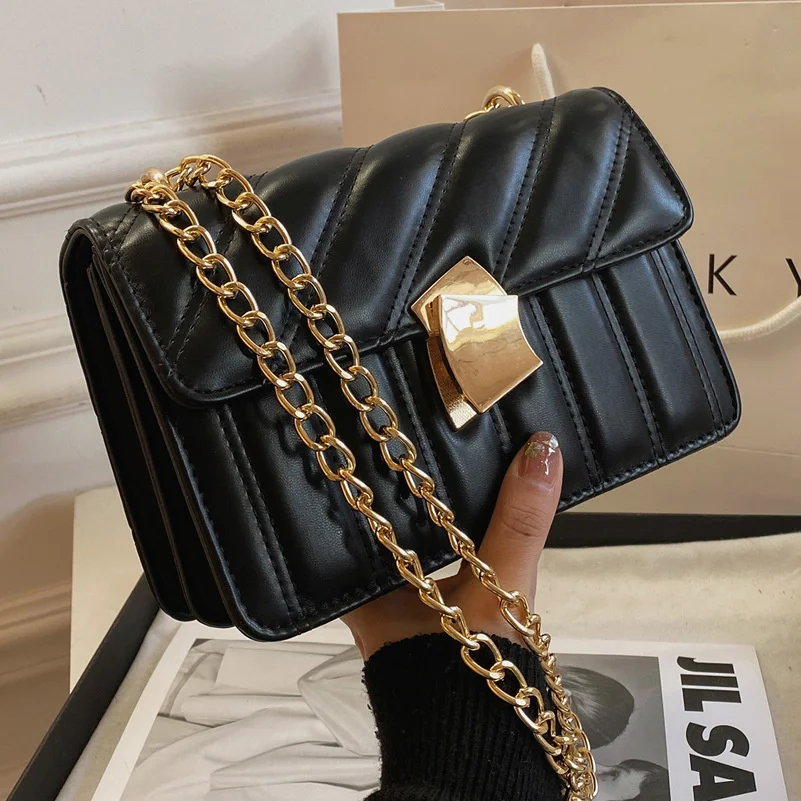 

This year's popular bag women's 2021 new fashion high-grade texture Lingge chain messenger bag, versatile ins small square bag