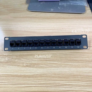 12-Port CAT5e Shielded Patch Panel RJ45 10G Ready Metal Housing Color-Coded Labeling for T568A and T568B Wiring, Black 24BB
