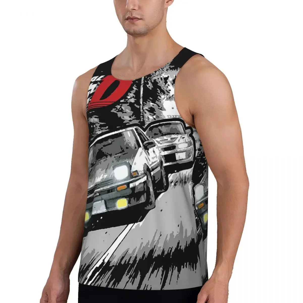 Фото Быстросохнущая дышащая майка-жилет для бодибилдинга Quick Dry Initial D - Mountain Drift Racing AE86 Gym Tank Muscle Sleeveless Shirt №5