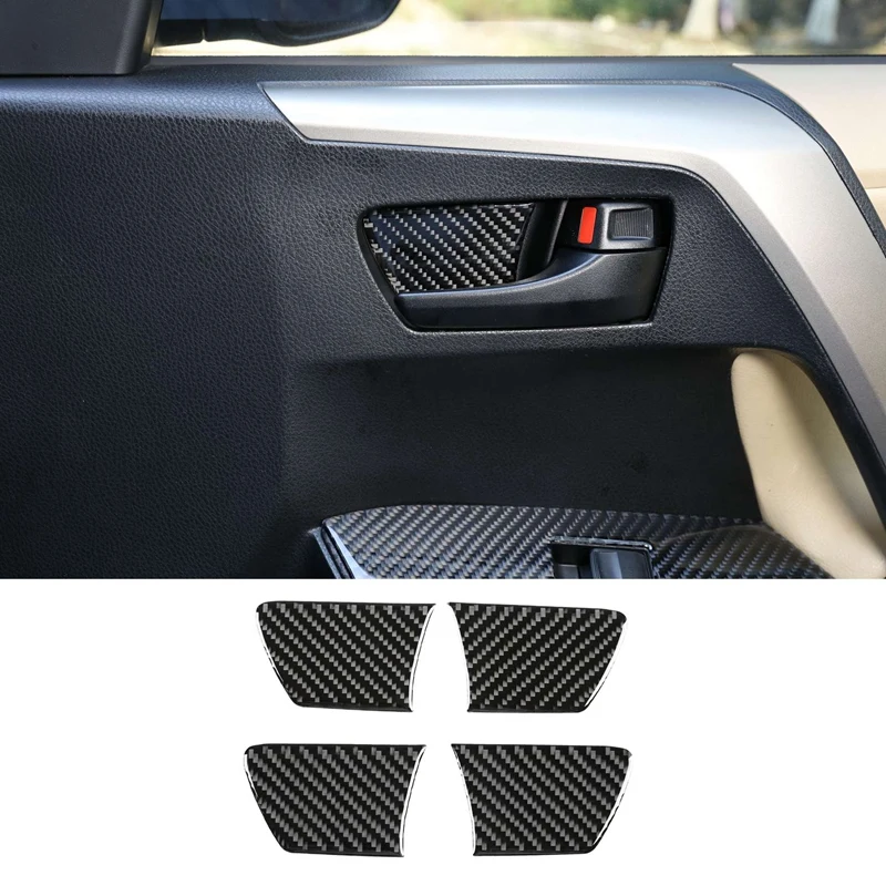 

4Pcs Carbon Fiber ABS Interior Door Handle Bowl Cover Trim For Toyota RAV4 2015-2019 Car Stylings