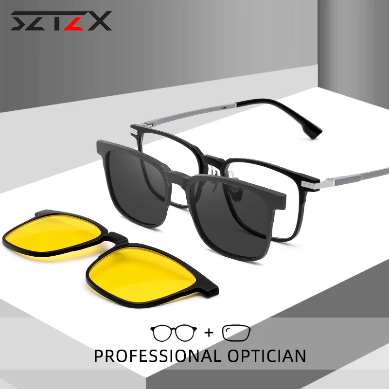 SZTZX 3 в 1 очки для близорукости с магнитной клипсой мужские поляризационные
