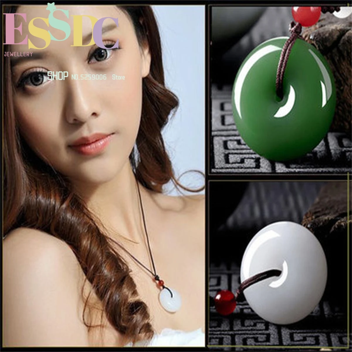 Natural Green Hetian Jade Stone Doughnut Pendant Chinese White Jadeite Jewelry Charm Reiki Amulet Hand Carved Gifts for Women