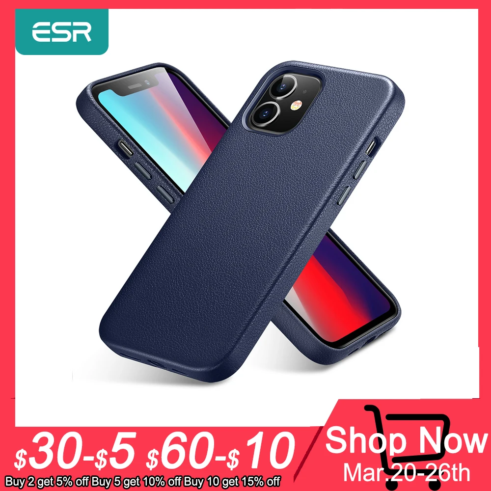 ESR for iPhone 12 Pro Max Case Leather Cover for iPhone 12 mini 12 Pro Max Genuine Leather Case for iPhone 12 12Pro Luxury Black