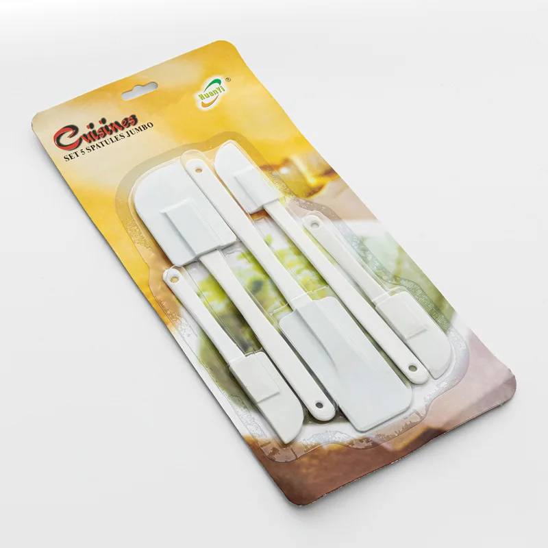 

5pcs/set Cream Scraper Plastic Silicone Baking Spatula Batter Cream Stir Scoop Mixing Batter Baking Scraper Kitchen Tools