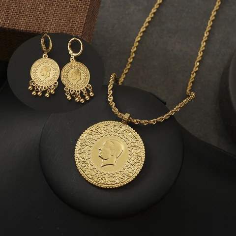 Этническое ожерелье/серьги, золотое покрытие, ювелирные наборы Дубая, модные ювелирные изделия Morrocan для женщин, мусульманское искусство