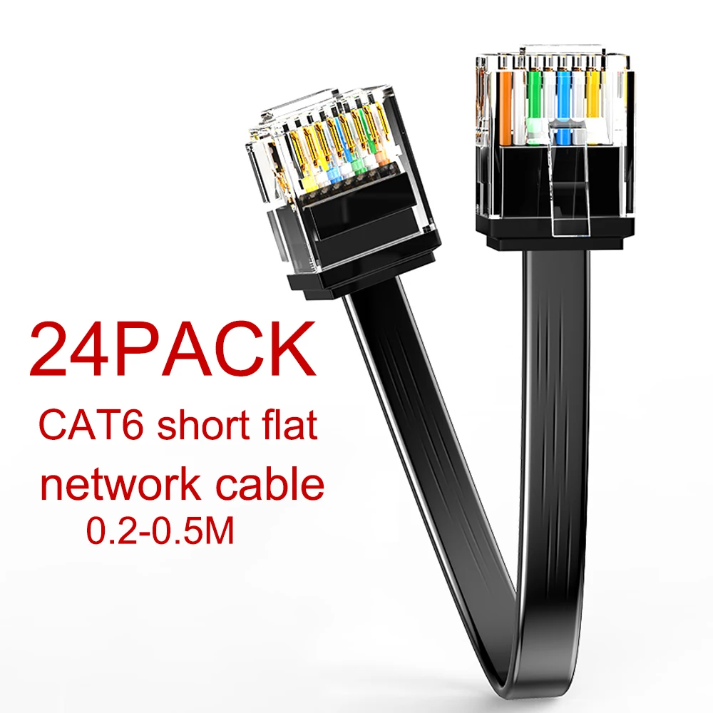 Фото Cat6 24 шт. Короткий плоский патч-кабель Ethernet Cat6 1G Поддержка патч-кабеля Cat 6 для патч-панели для переключателя Гибкий №1
