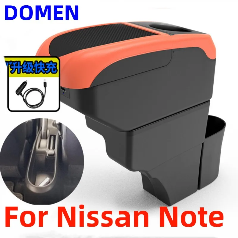 

NEW For NISSAN Note Armrest Box Special vehicle armrest box modification accessories Large Space Dual Layer USB Charging