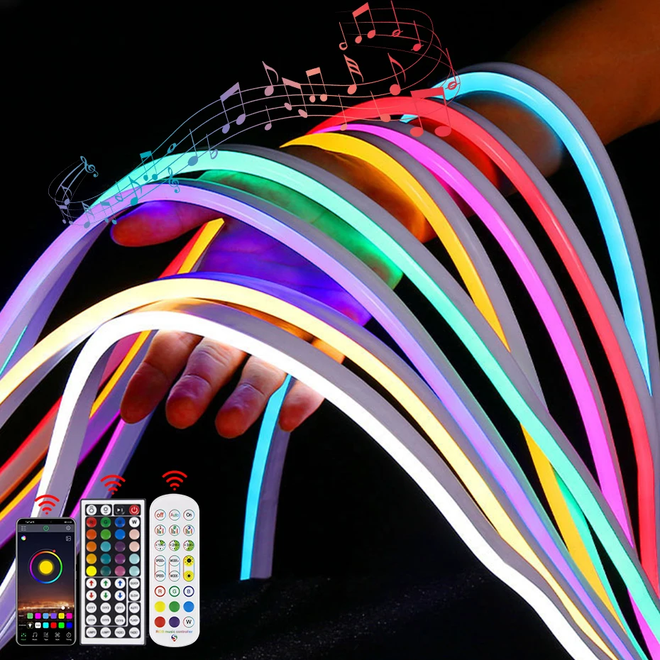 

Waterproof RGB Led Neon Strip 12V Tuya WiFi Led Tape Work With Alexa Flexible Led Ribbon Bluetooth/Remote Control Home Outdoor