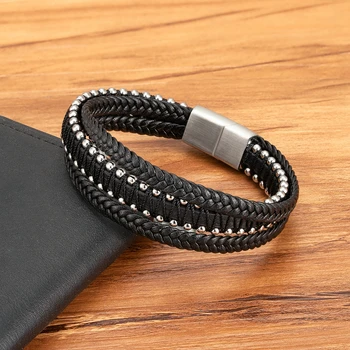 Classic Stainless Steel Bracelets - Black Blue Brown Color Punk 2